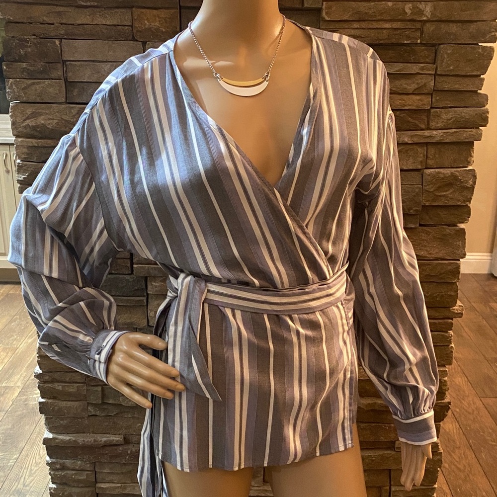 Soho NY & Co Striped Wrap Blouse